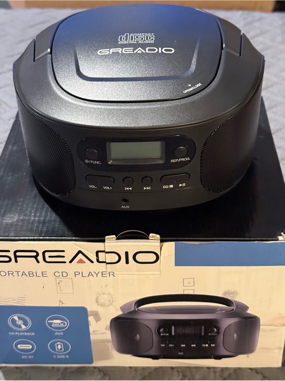 Greadio Portable CD Player Black